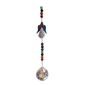 Natural Stone Chakra 30mm Ball with Glass Winged Angel (CRB002A)